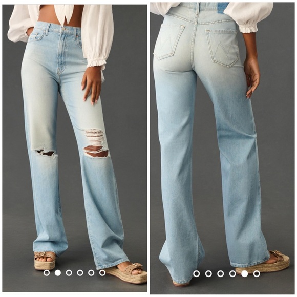 MOTHER Denim - MOTHER Superior The Maven Heel High-Rise Wide-Leg Jeans Ripped Off Sz 28 NWT